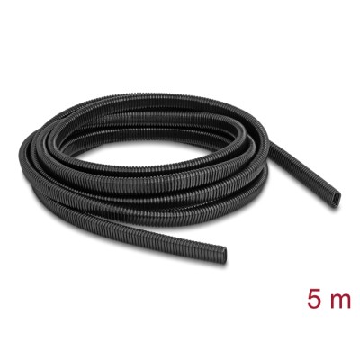 Delock Plastic cable protection conduit in oval shape flexible 13.6 x 6.3 mm - length 5 m black