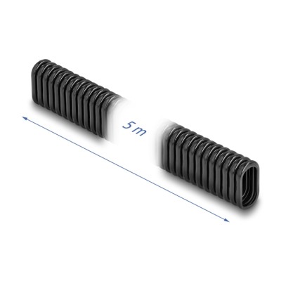 Delock Plastic cable protection conduit in oval shape flexible 13.6 x 6.3 mm - length 5 m black 2
