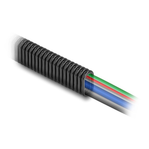 Delock Plastic cable protection conduit in oval shape flexible 13.6 x 6.3 mm - length 5 m black