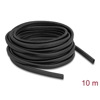 Delock Plastic cable protection conduit in oval shape flexible 13.6 x 6.3 mm - length 10 m black