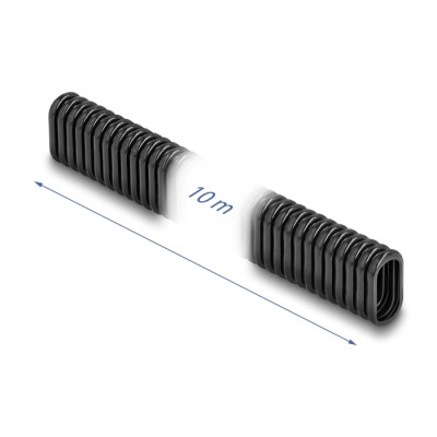 Delock Plastic cable protection conduit in oval shape flexible 13.6 x 6.3 mm - length 10 m black 2