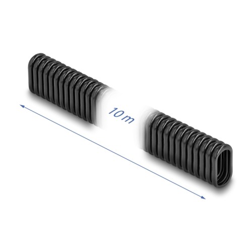 Delock Plastic cable protection conduit in oval shape flexible 13.6 x 6.3 mm - length 10 m black