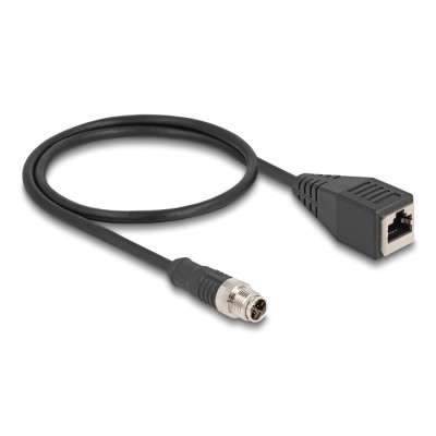 Delock M12 Cable X-coded 8 pin male to RJ45 female PVC 0.5 m 2