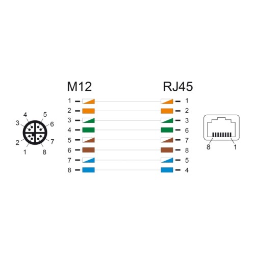 Delock M12 Cable X-coded 8 pin male to RJ45 female PVC 0.5 m