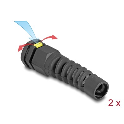 Delock Cable Gland M16 with ventilation and strain relief IP68 dust and waterproof black 2 pieces