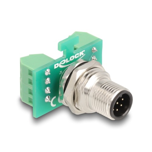 Delock M12 Transfer Module Adapter A-coded 8 pin male to 9 pin terminal block for installation