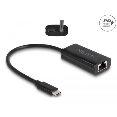 Delock USB Type-C™ Adapter to Gigabit LAN with Power Delivery 100 watt