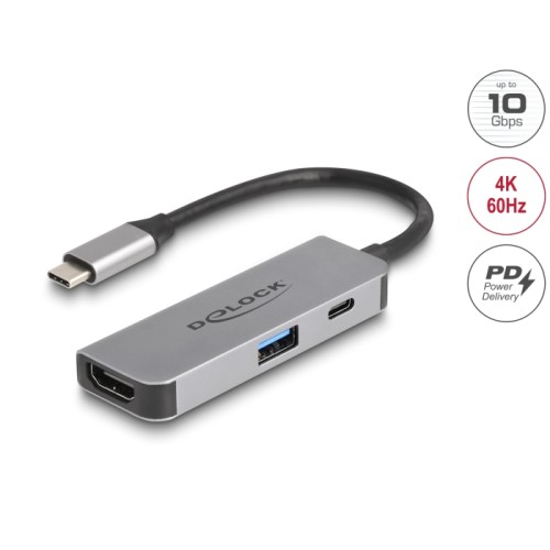 Delock USB Type-C™ Adapter to HDMI 4K 60 Hz with USB Type-A and USB Type-C™ PD 95 W