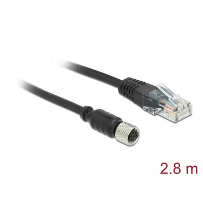 Navilock Connection Cable M8 female serial waterproof to RJ45 male 2.8 m