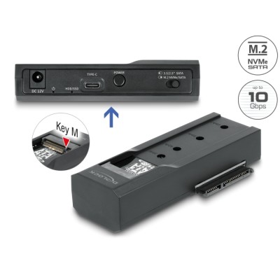 Delock USB Type-C™ Converter for 1 x M.2 SSD or 1 x SATA SSD / HDD