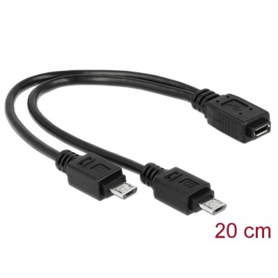 Delock Cable USB micro B female > 2 x USB micro-B male 20 cm