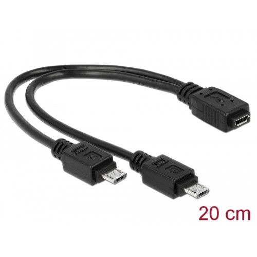 Delock Cable USB micro B female > 2 x USB micro-B male 20 cm