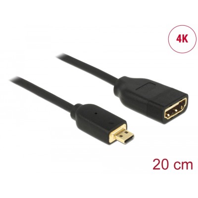 Delock Cable High Speed HDMI with Ethernet – HDMI Micro-D male  HDMI-A female 3D 4K 20 cm