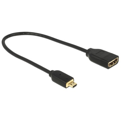 Delock Cable High Speed HDMI with Ethernet – HDMI Micro-D male  HDMI-A female 3D 4K 20 cm 2