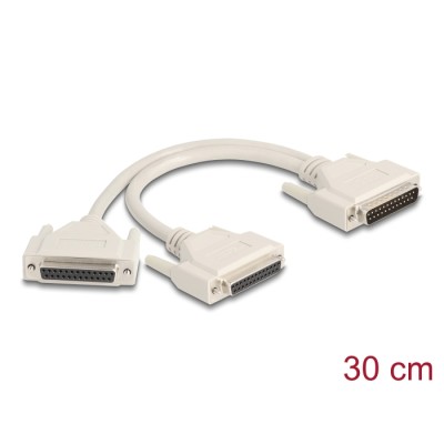 Delock Adapter Y-Cable Splitter D-Sub 25 pin male to 2 x D-Sub 25 pin female with screws 30 cm
