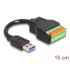 Delock USB 3.2 Gen 1 Cable Type-A male to Terminal Block Adapter with push button 15 cm