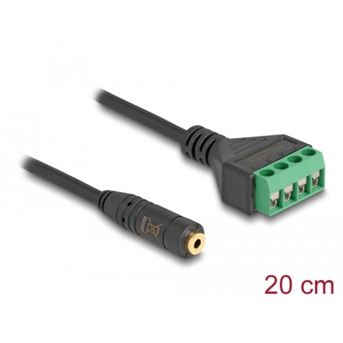 Delock Cable Stereo jack female 2.5 mm 4 pin to Terminal Block Adapter 20 cm