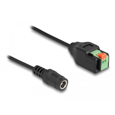 Delock DC 2.1 x 5.5 mm jack to 2 pin Terminal Block Adapter with push-button 15 cm