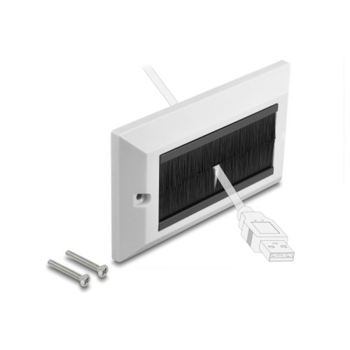 Delock Cable Management Cover 146 x 86 mm with black Brush Strips