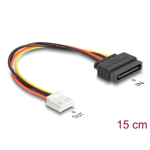 Delock SATA Power Cable 15 pin plug to 1 x Floppy 4 pin female 15 cm