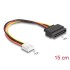 Delock SATA Power Cable 15 pin plug to 1 x Floppy 4 pin female 15 cm