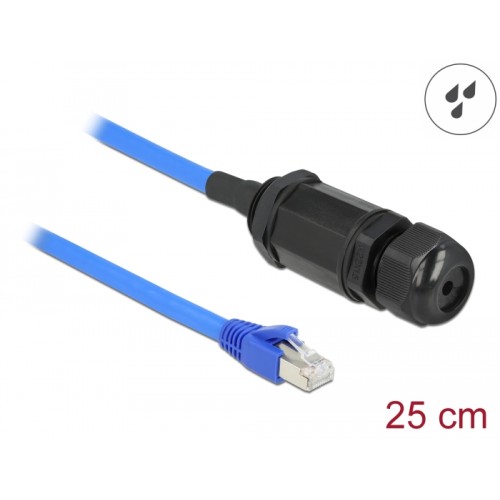 Delock Cable RJ45 plug to RJ45 jack Cat.6 waterproof with cable gland