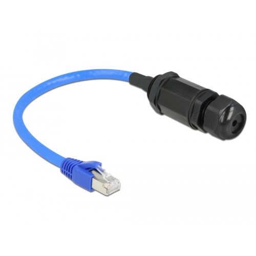 Delock Cable RJ45 plug to RJ45 jack Cat.6 waterproof with cable gland