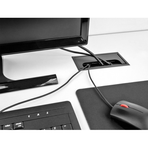 Delock Cable grommet for table mounting with brush 80 x 80 x 28 mm black