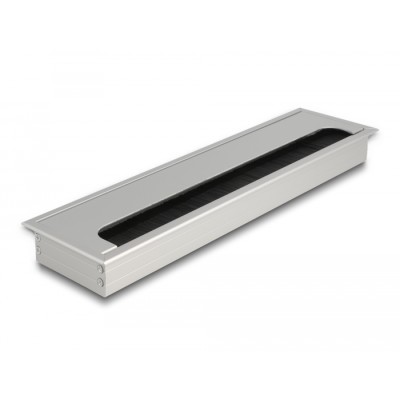 Delock Cable grommet for table mounting with brush 300 x 80 x 28 mm silver