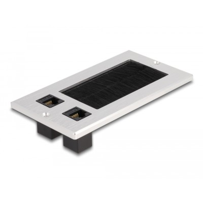Delock Cable entry with brush and 2 x RJ45 module Cat.6 aluminium