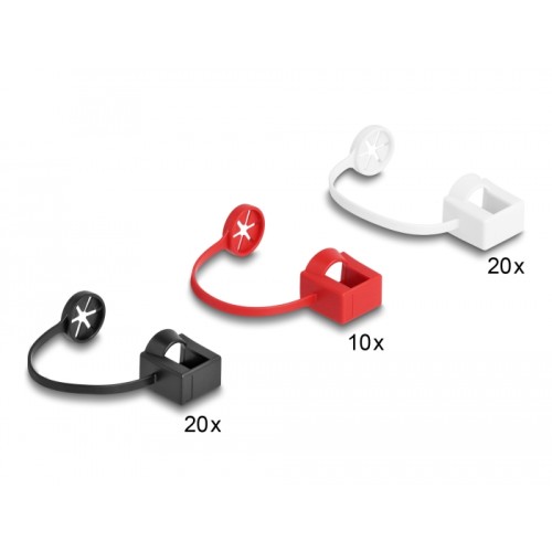 Delock Dust Cover for RJ45 plug with mounting clip 50 pieces set coloured