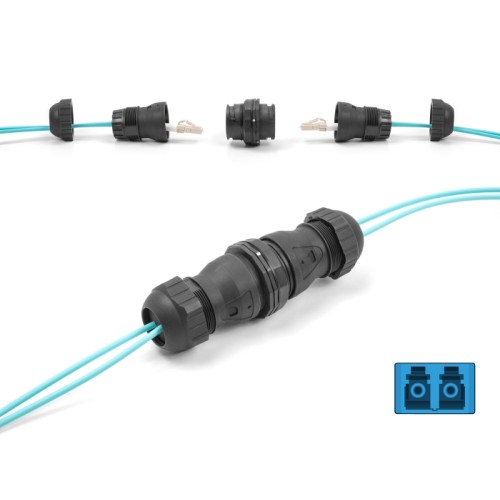 Delock Optical Fiber Cable Connector LC Duplex female to LC Duplex female UPC OS2 IP68 dust and waterproof