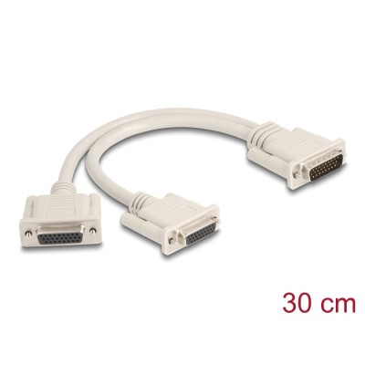 Delock Adapter Y-Cable Splitter D-Sub HD 26 pin male to 2 x D-Sub HD 26 pin female with screws 30 cm
