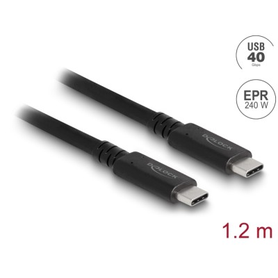 Delock USB4™ 40 Gbps Coaxial Cable 1.2 m USB PD 3.1 Extended Power Range 240 W