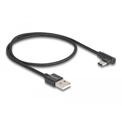 Delock USB 2.0 Cable Type-A male to USB Type-C™ male angled 0.5 m black 2