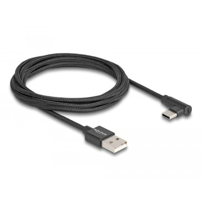 Delock USB 2.0 Cable Type-A male to USB Type-C™ male angled 2 m black 2