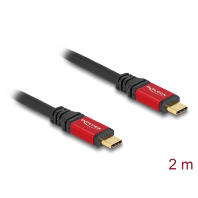 Delock USB 2.0 Cable USB Type-C™ male to male PD 3.1 240 W E-Marker 2 m red metal