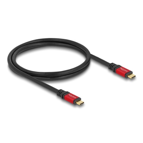 Delock USB 5 Gbps Cable USB Type-C™ male to male PD 3.0 100 W E-Marker 1 m red metal