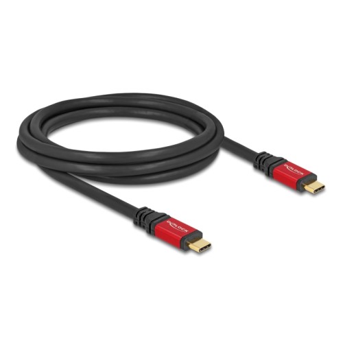 Delock USB 5 Gbps Cable USB Type-C™ male to male PD 3.0 100 W E-Marker 2 m red metal