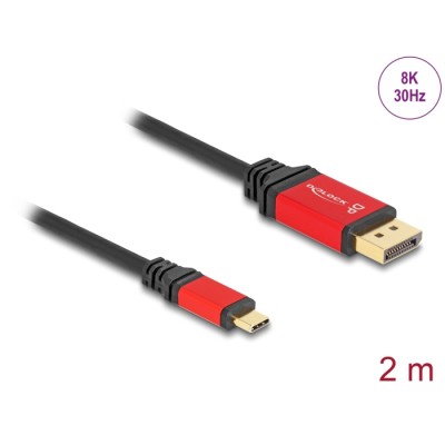 Delock USB Type-C™ zu DisplayPort Kabel (DP Alt Mode) 8K 30 Hz mit HDR Funktion 2 m rot