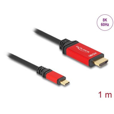 Delock USB Type-C™ to HDMI Cable (DP Alt Mode) 8K 60 Hz with HDR function 1 m red