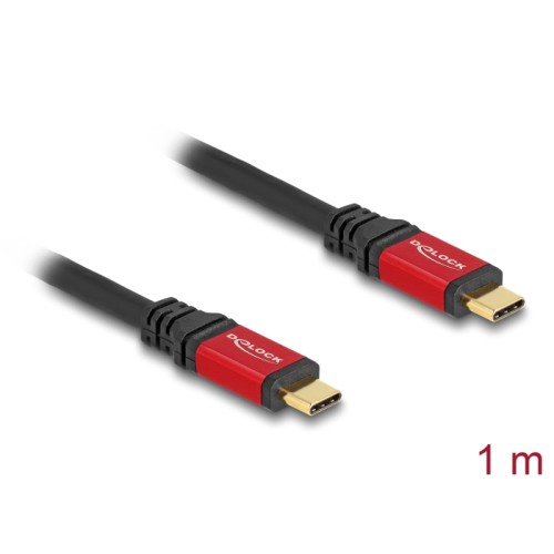 Delock USB 10 Gbps Cable USB Type-C™ male to male PD 3.0 100 W E-Marker 1 m red metal