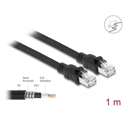 Delock Network cable RJ45 Cat.6A F/UTP with inner metal sheath 1 m