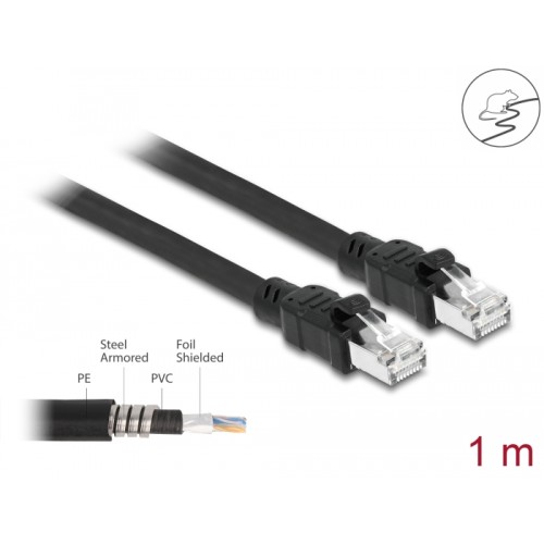 Delock Network cable RJ45 Cat.6A F/UTP with inner metal sheath 1 m