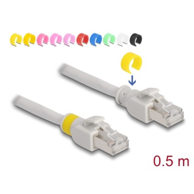 Delock Network cable RJ45 Cat.6A S/FTP with colored clips 0.5 m