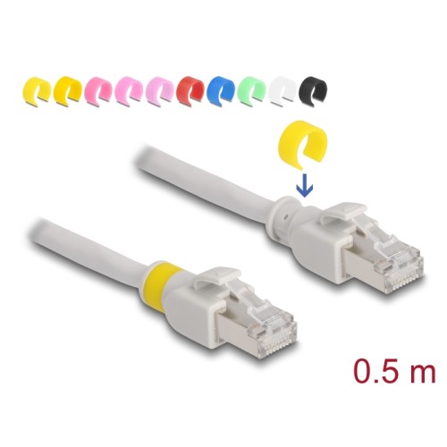 Delock Network cable RJ45 Cat.6A S/FTP with colored clips 0.5 m
