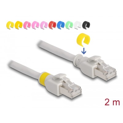 Delock Network cable RJ45 Cat.6A S/FTP with colored clips 2 m