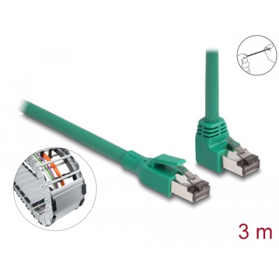 Delock RJ45 Network Cable PROFINET SF/UTP 90° angled 3 m green