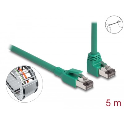 Delock RJ45 Network Cable PROFINET SF/UTP 90° angled 5 m green