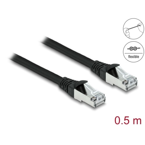 Delock RJ45 Network Cable Cat.6A S/FTP PUR Outdoor 0.5 m black